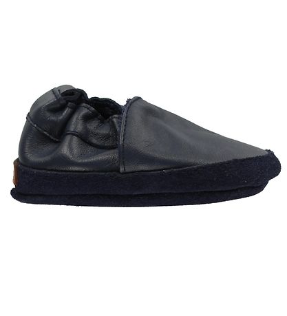 Melton Leren Slippers - Navy Melton Leren Slippers - Navy