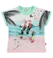 Me Too T-Shirt - Mint m. Papegøjer/Sommerfugle Me Too T-Shirt - Mint m. Papegøjer/Sommerfugle