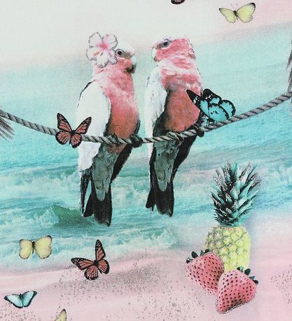 Me Too T-shirt - Mint w. Parrots/Butterflies Me Too T-shirt - Mint w. Parrots/Butterflies