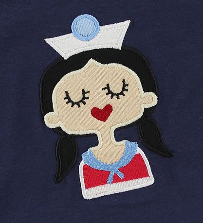 Freds World T-shirt - Navy w. Ship Girl Freds World T-shirt - Navy w. Ship Girl