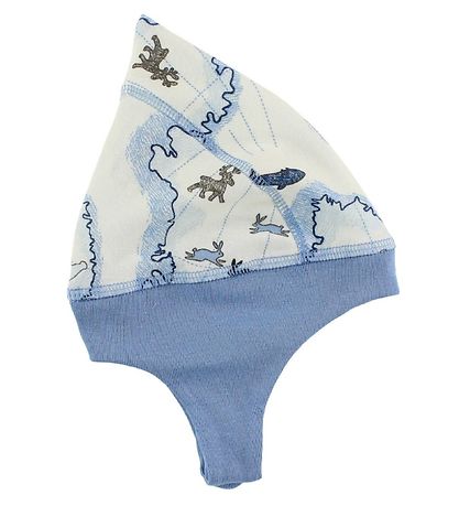 Joha Hue - Arctic Zone - Uld/Bambus - Creme m. Blåt Print Joha Hue - Arctic Zone - Uld/Bambus - Creme m. Blåt Print