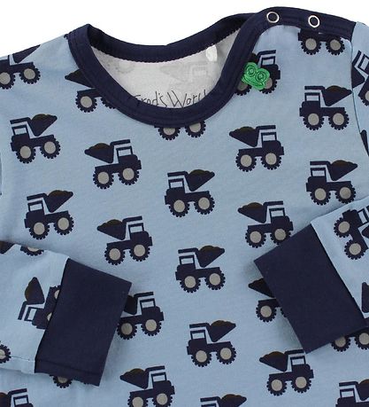 Freds World Blouse - Dusty Blue w. Bulldozer