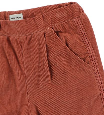 Pantalon en Velours Côtelé Mini A Ture - Rouge Cendré Pantalon en Velours Côtelé Mini A Ture - Rouge Cendré