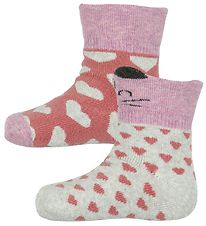 Melton Baby Socks - 2-Pack - Grey Melange/Rose w. Cats/Stars Melton Baby Socks - 2-Pack - Grey Melange/Rose w. Cats/Stars