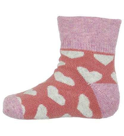 Chaussettes de Bébé Melton - 2 Pack - Gris Chiné/Rose av. Chats/ Chaussettes de Bébé Melton - 2 Pack - Gris Chiné/Rose av. Chats/