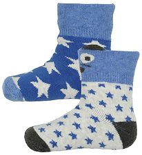 Melton Baby Socks - 2-Pack - Blue/Grey w. Stars Melton Baby Socks - 2-Pack - Blue/Grey w. Stars
