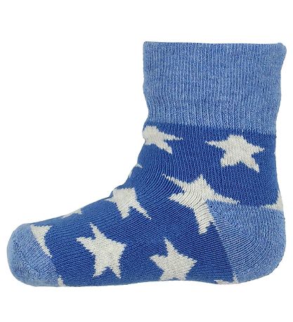 Chaussettes de Bébé Melton - 2 Pack - Bleu/Gris av. Étoiles Chaussettes de Bébé Melton - 2 Pack - Bleu/Gris av. Étoiles