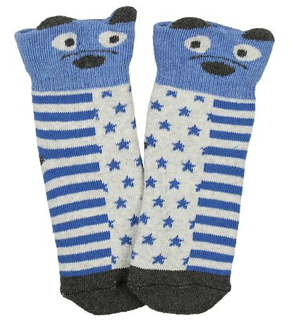Chaussettes de Bébé Melton - 2 Pack - Bleu/Gris av. Étoiles Chaussettes de Bébé Melton - 2 Pack - Bleu/Gris av. Étoiles