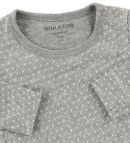 Mini A Ture Bodysuit L/S - Grey Melange w. Dots Mini A Ture Bodysuit L/S - Grey Melange w. Dots