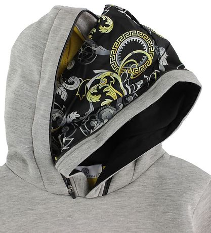 Young Versace Hoodie - Grey Melange w. Yellow Pattern Young Versace Hoodie - Grey Melange w. Yellow Pattern