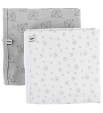 Pippi Blankets - 70x70 - 2-Pack - White/Light Grey w. Bears/Foot Pippi Blankets - 70x70 - 2-Pack - White/Light Grey w. Bears/Foot