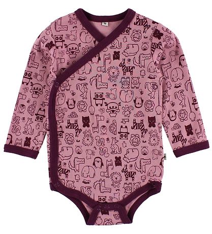 Enrouler Bodies Pippi Baby - 4 Pack - Violet Foncé/Rose av. Impr Enrouler Bodies Pippi Baby - 4 Pack - Violet Foncé/Rose av. Impr