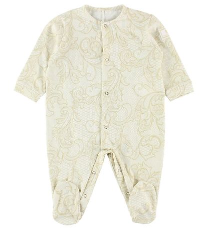 Young Versace Strampler m. Babylätzchen - Beige m. Print