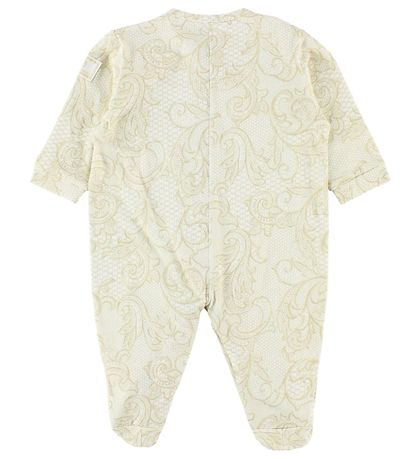 Young Versace Strampler m. Babylätzchen - Beige m. Print