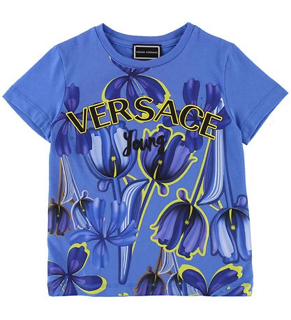Young Versace T-shirt - Blå m. Blomster Young Versace T-shirt - Blå m. Blomster
