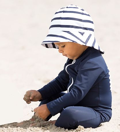 Petit Crabe Swim Hat - Frey - UV50 - White/Navy Striped