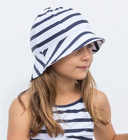 Petit Crabe Swim Hat - Frey - UV50 - White/Navy Striped Petit Crabe Swim Hat - Frey - UV50 - White/Navy Striped