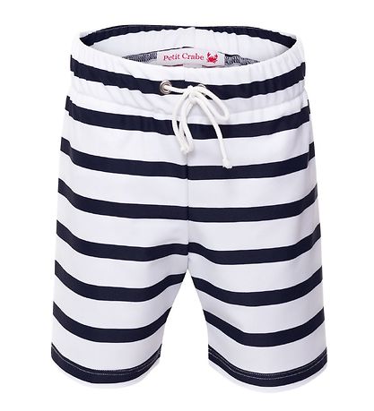 Petit Crabe Swim Shorts - Alex - UV50+ - White/Navy Striped