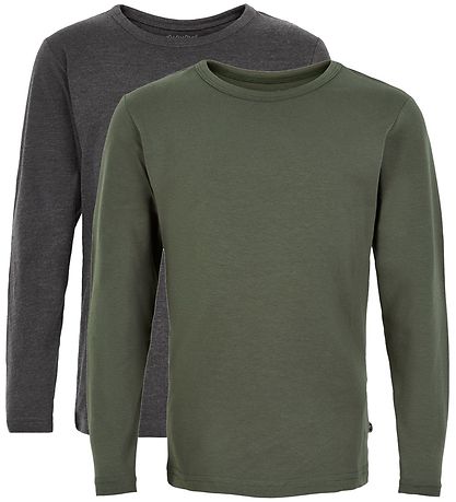 Minymo Blouse - 2-Pack - Charcoal Grey/Army Minymo Blouse - 2-Pack - Charcoal Grey/Army