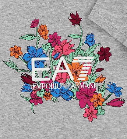 EA7 T-shirt - Gråmeleret m. Blomster