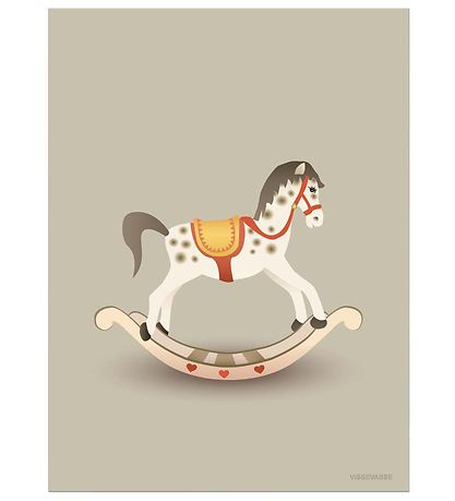 Vissevasse Poster - 30x40 - Rocking Horse - Lichtgrijs Vissevasse Poster - 30x40 - Rocking Horse - Lichtgrijs