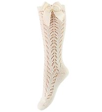Condor Knee-High Socks w. Bow - Knitted - Cream Condor Knee-High Socks w. Bow - Knitted - Cream