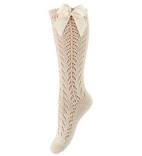 Condor Knee-High Socks w. Bow - Knitted - Beige Condor Knee-High Socks w. Bow - Knitted - Beige