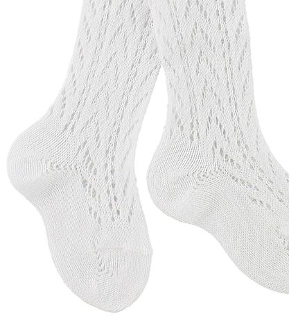 Condor Strømpebukser m. Hulmønster - Hvid