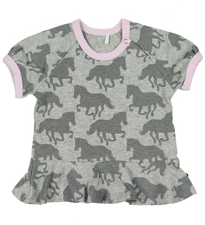 Freds World T-shirt - Gråmeleret m. Heste Freds World T-shirt - Gråmeleret m. Heste