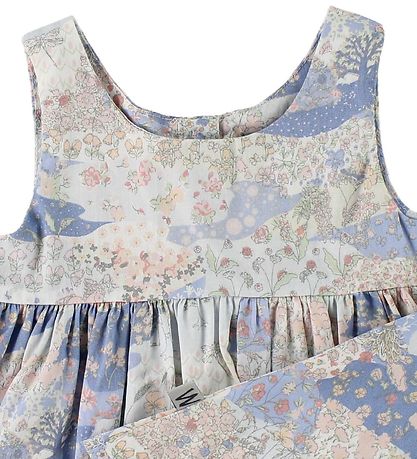 Wheat Kjole - Pinafore - Blå m. Print Wheat Kjole - Pinafore - Blå m. Print