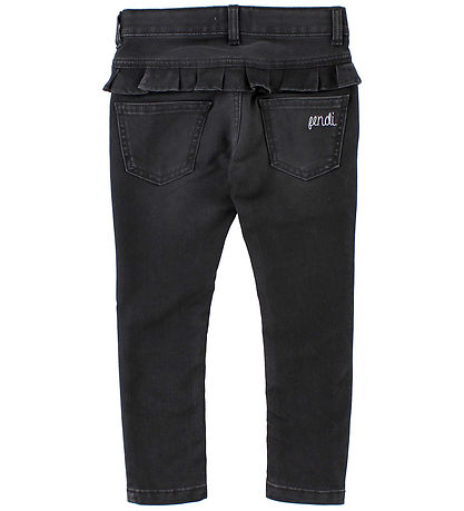 Fendi Kids Jeans - Sort m. Flæse Fendi Kids Jeans - Sort m. Flæse