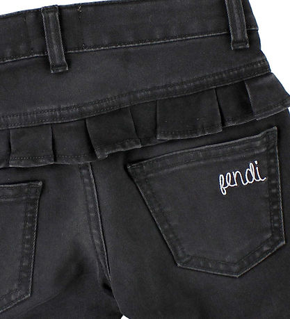 Fendi Kids Jeans - Sort m. Flæse Fendi Kids Jeans - Sort m. Flæse