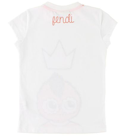 Fendi Kids T-shirt - Hvid m. FendiRumi/Guldkrone Fendi Kids T-shirt - Hvid m. FendiRumi/Guldkrone