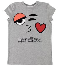 Fendi Kids T-shirt - Gråmeleret m. Ansigt Fendi Kids T-shirt - Gråmeleret m. Ansigt