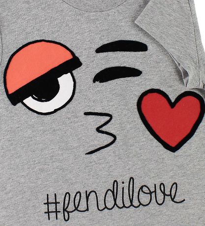 Fendi Kids T-shirt - Gråmeleret m. Ansigt