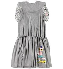 Fendi Kids Kjole - Gråmeleret m. Flæser/FendiRumi Fendi Kids Kjole - Gråmeleret m. Flæser/FendiRumi