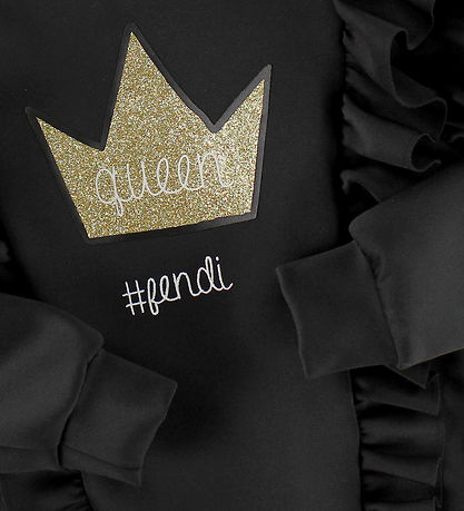 Fendi Kids Bluse - Sort m. Flæser/Guldkrone