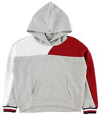 Tommy Hilfiger Hættetrøje - Gråmeleret m. Rød/Hvid Tommy Hilfiger Hættetrøje - Gråmeleret m. Rød/Hvid