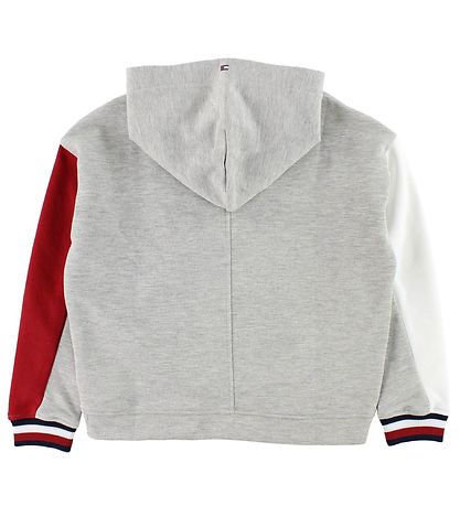 Tommy Hilfiger Hættetrøje - Gråmeleret m. Rød/Hvid