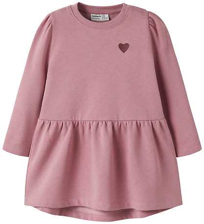 Name It Kjole - Sweat - NmfVima - Lilas/Heart Embroidery