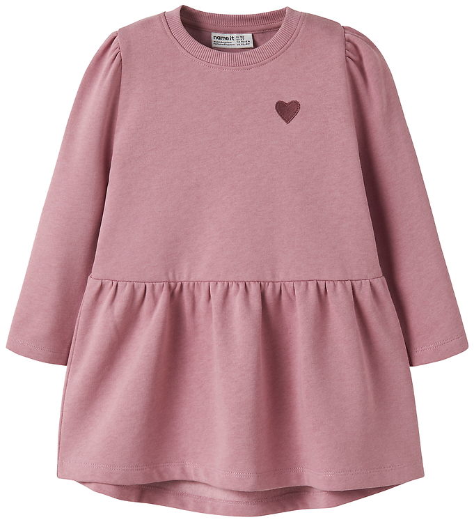 Name It Kjole - Sweat - NmfVima - Lilas/Heart Embroidery