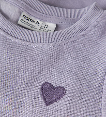 Name It Kjole - Sweat - NmfVima - Heirloom Lilac/Heart Embroider