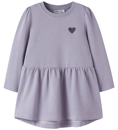 Name It Kjole - Sweat - NmfVima - Heirloom Lilac/Heart Embroider