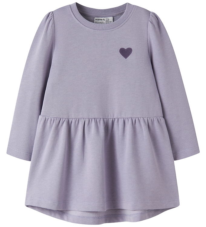 Name It Kjole - Sweat - NmfVima - Heirloom Lilac/Heart Embroider