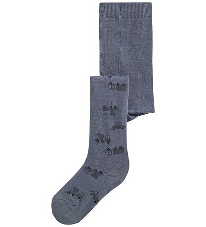 Name It Strømpebukser - Uld/Bomuld - NmmWak - Folkstone Gray/Mac