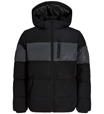 Jack & Jones Dynejakke - JjeBecks - Puffer - Sort/Refleks