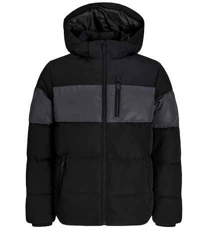 Jack & Jones Dynejakke - JjeBecks - Puffer - Sort/Refleks