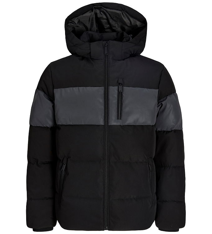 Jack & Jones Dynejakke - JjeBecks - Puffer - Sort/Refleks