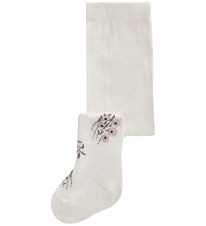 Name It Strømpebukser - Uld/Bomuld - NbfWak - Snow White/Long Fl