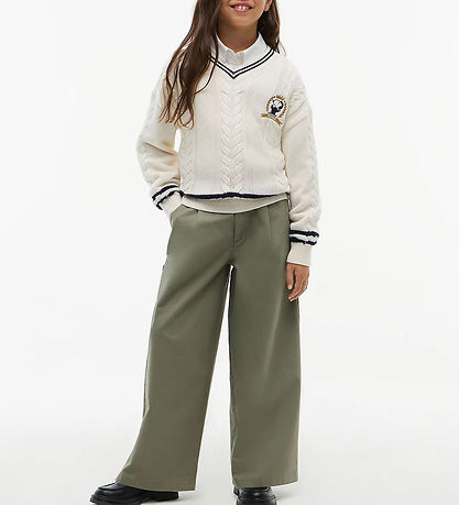 Tommy Hilfiger bukser - Wide Leg - Utility SageGREEN